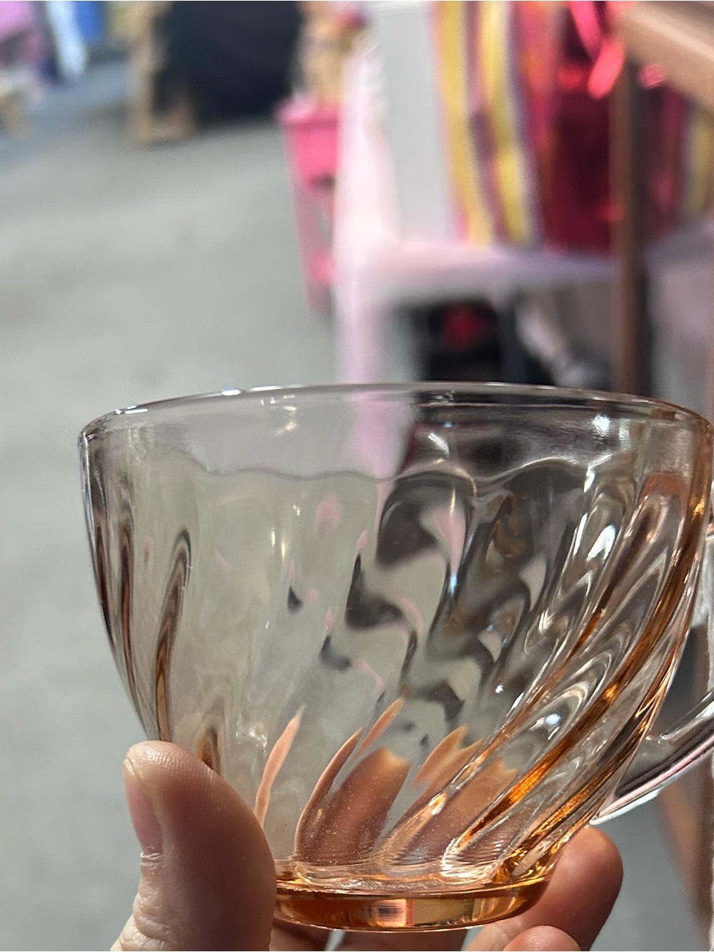 Amber Swirl Glass Coffee Cup - Clear Amber Color/you get 4